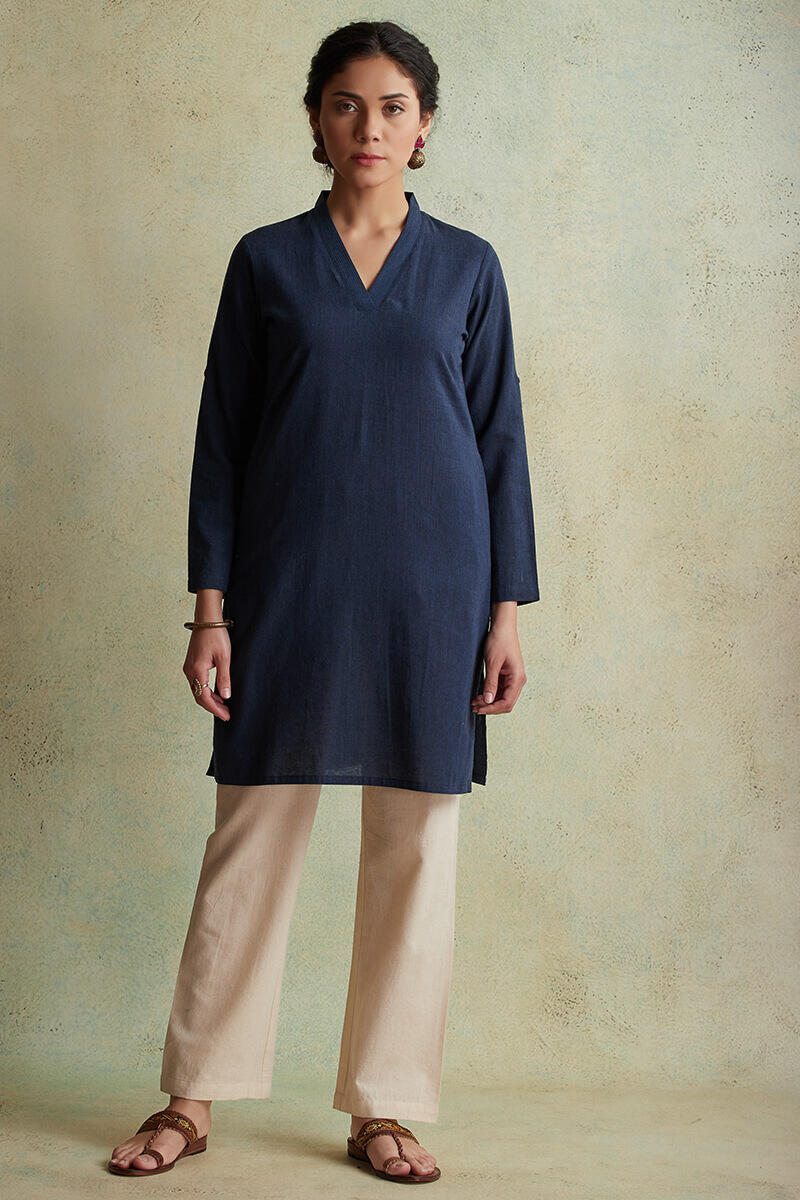 Indigo Handloom Short Cotton Kurta