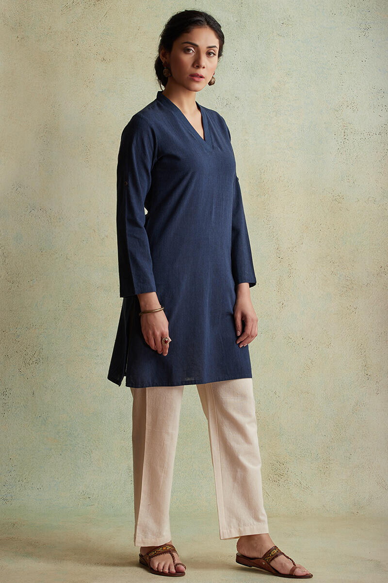 Indigo Handloom Short Cotton Kurta