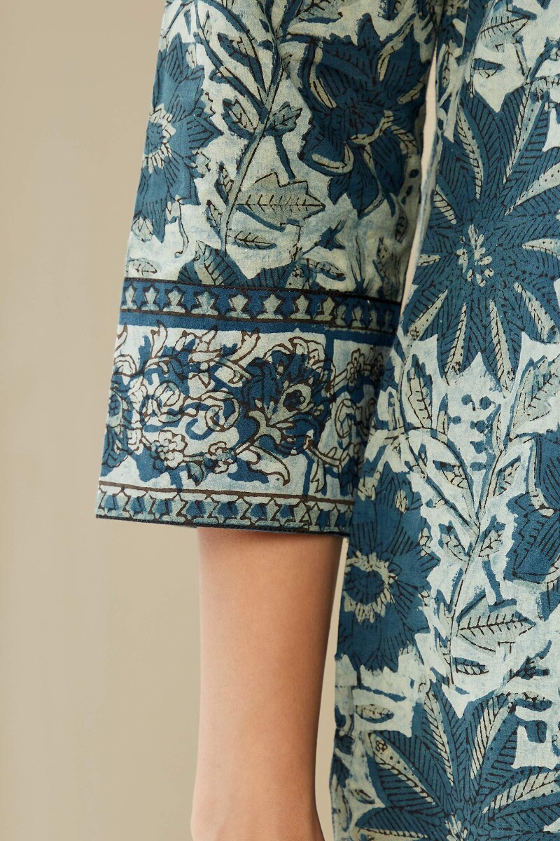 Akola Hand Block-Printed Straight Cotton Kurta