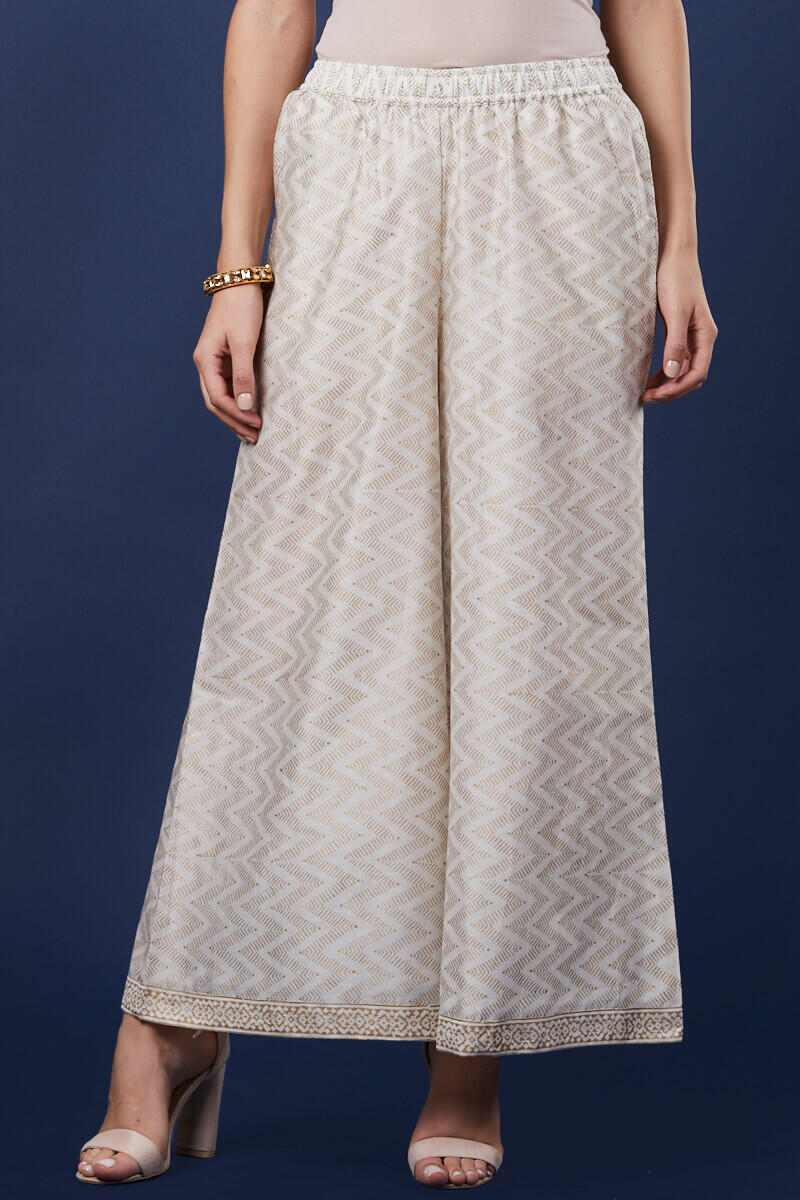 Off white palazzo pants online clearance