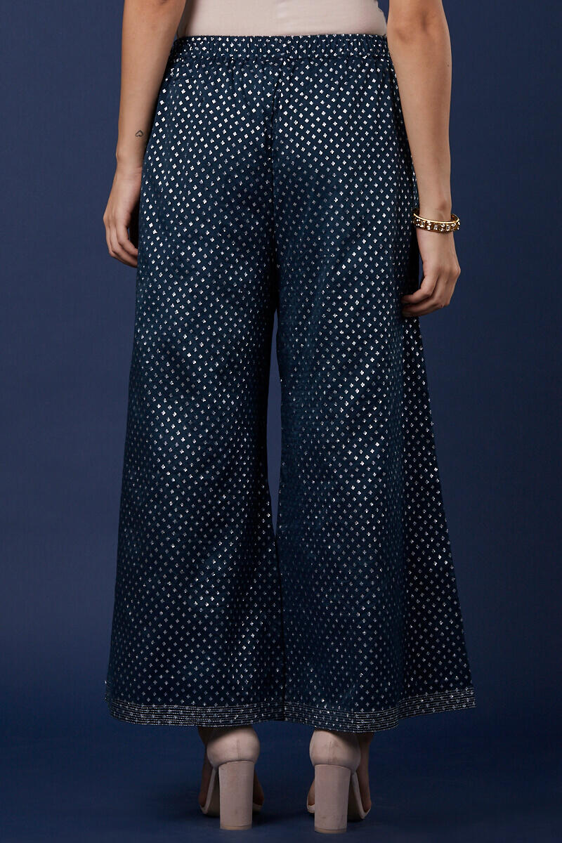 Indigo Block Printed Chanderi Palazzo