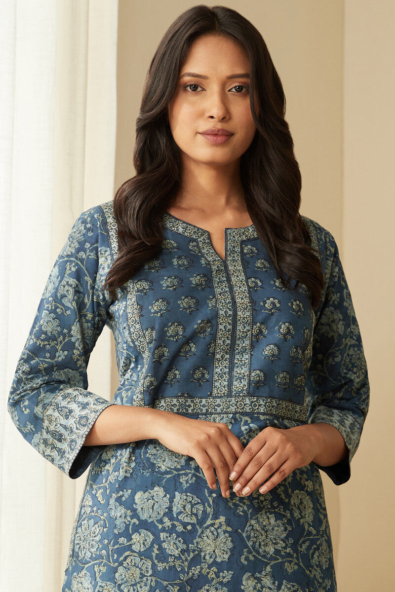 Akola Hand Block-Printed Cotton Kaftan