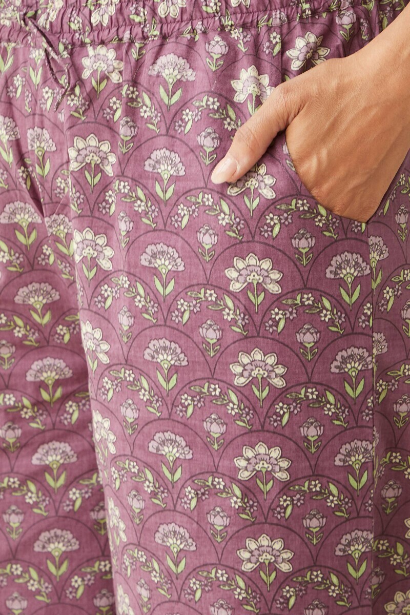Purple Hand Printed Cotton Farsi