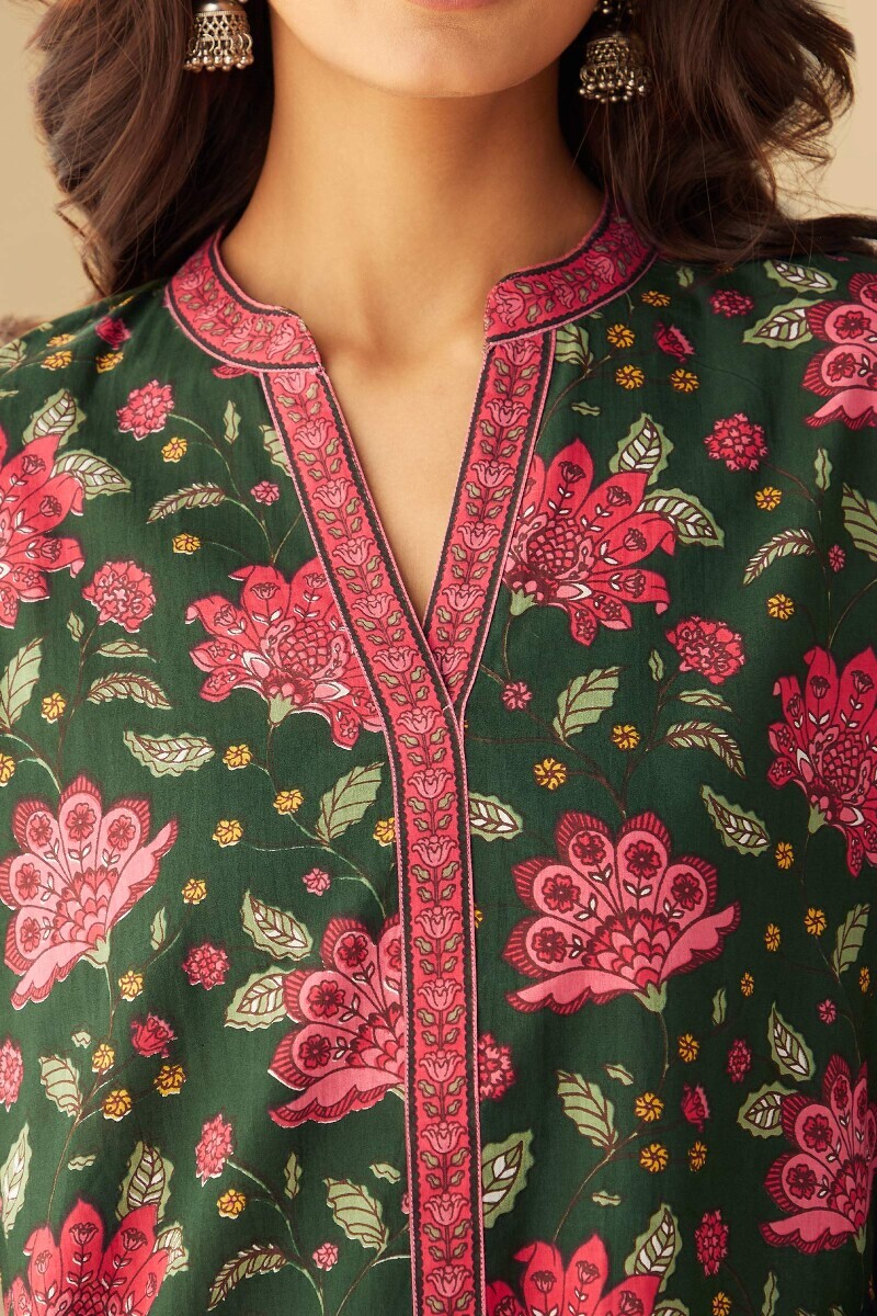 Green Hand Printed Cotton Loungewear Set