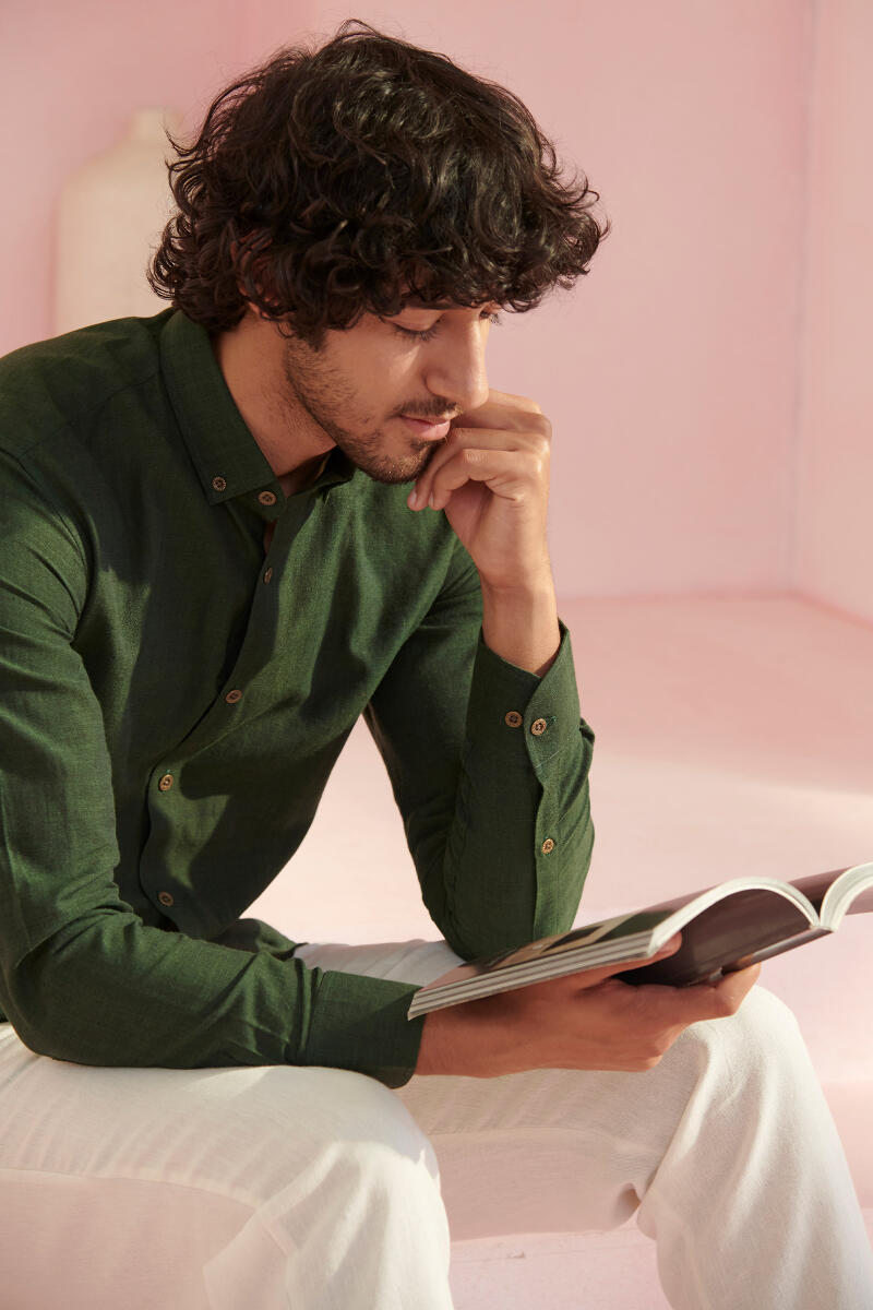 Green Handcrafted Cotton Shirt