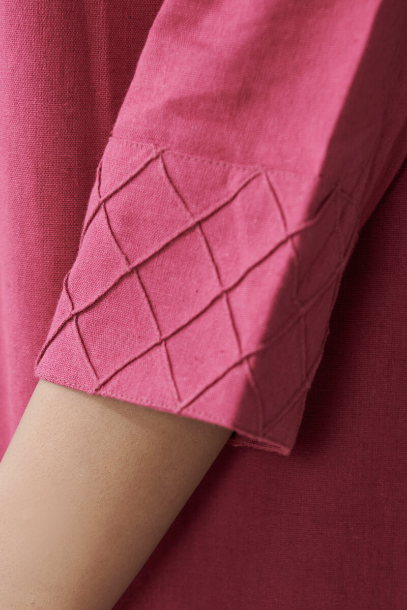 Maroon Handcrafted Straight Cotton Flax Kurta