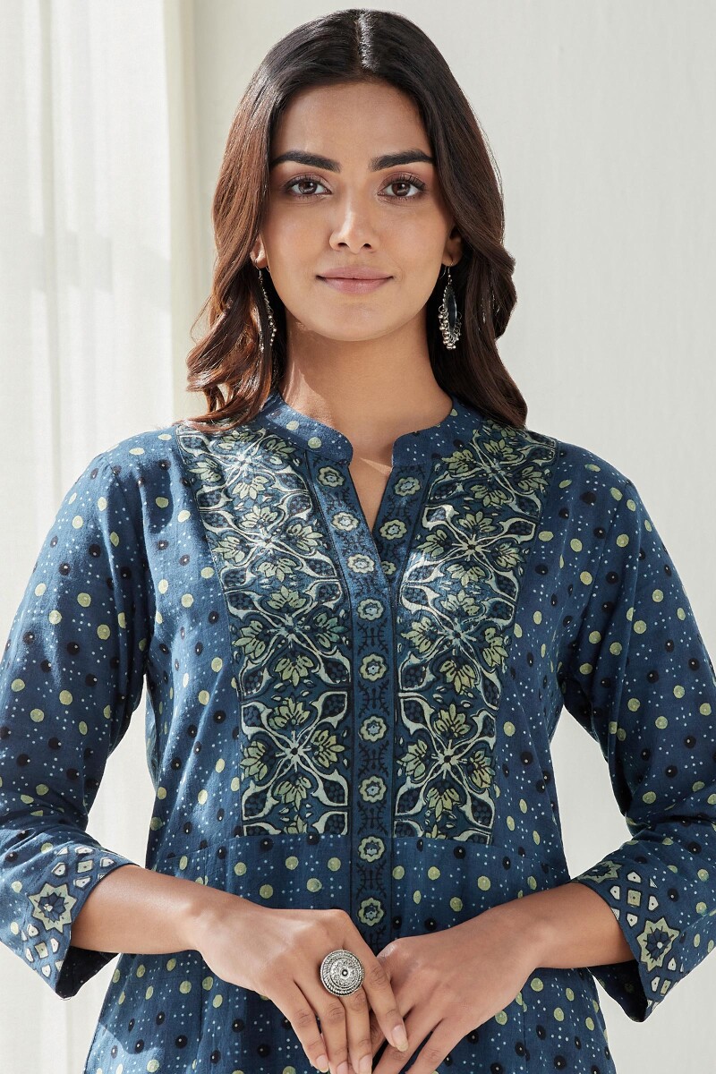 Ajrak Hand Block Printed A-Line Cotton Kurta