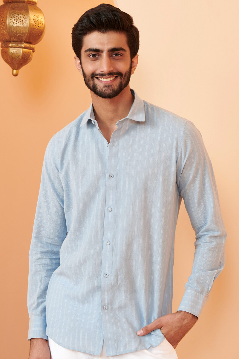 Blue Handcrafted Cotton Shirt