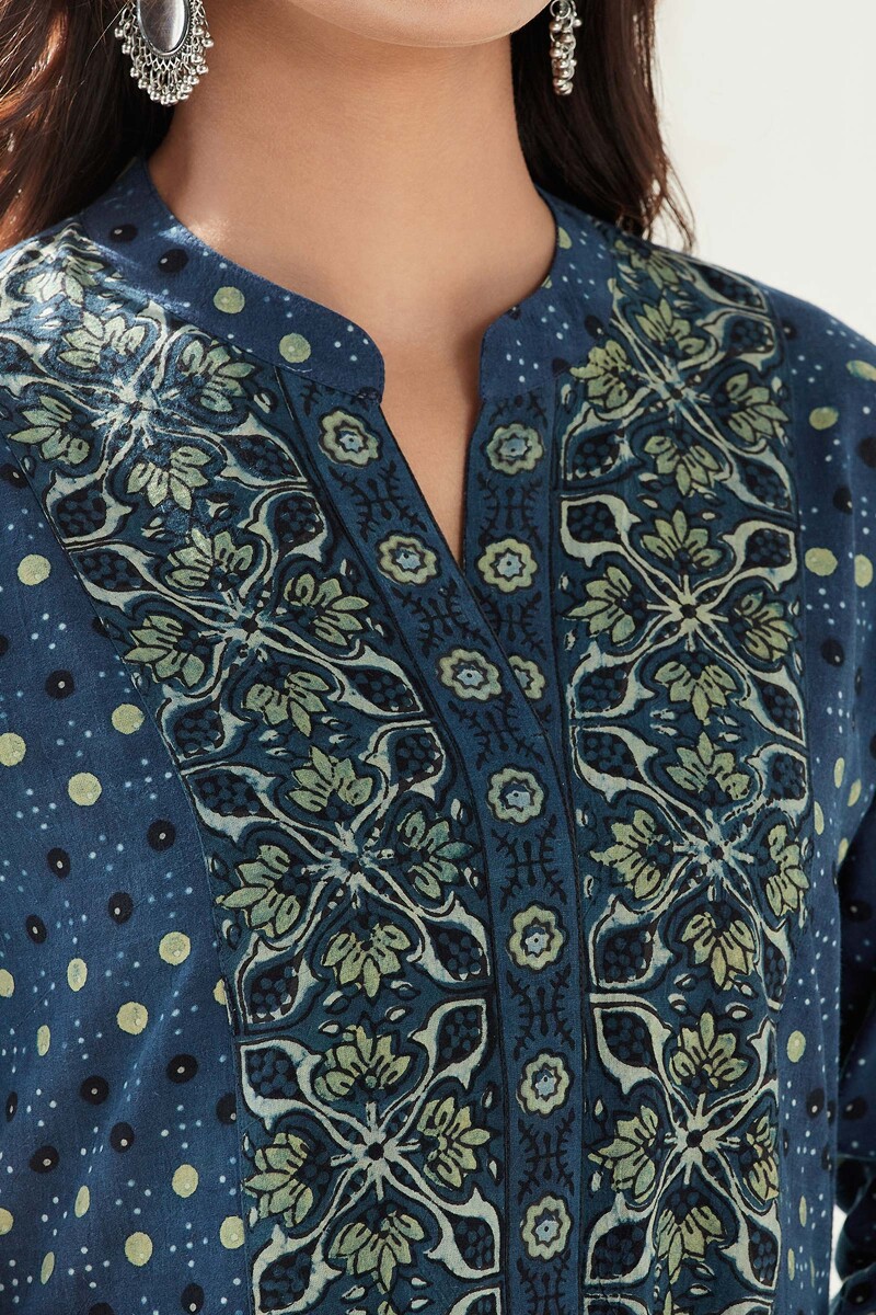 Ajrak Hand Block Printed A-Line Cotton Kurta