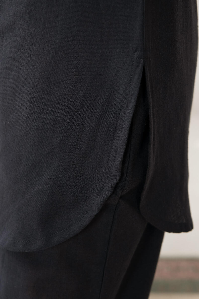 Black Handcrafted Cotton Loungewear Set