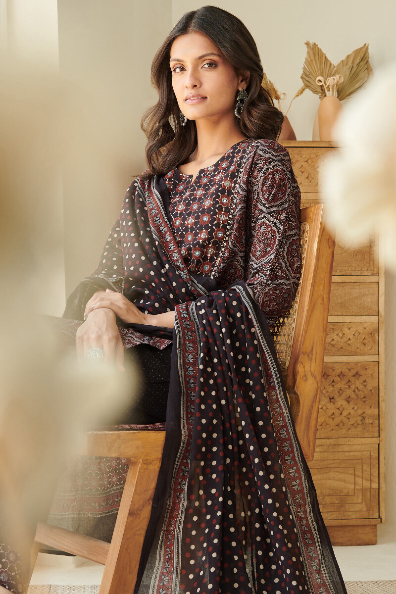 Ajrak Hand Block Printed Straight Cotton Kurta