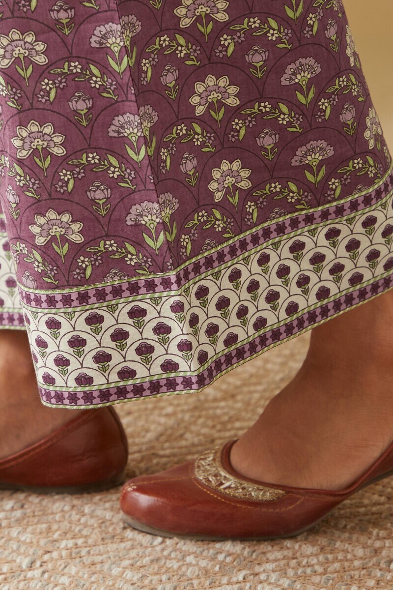 Purple Hand Printed Cotton Farsi