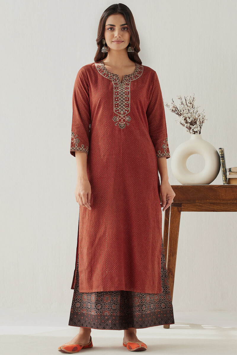 Ajrak Hand Block Printed Straight Cotton Kurta