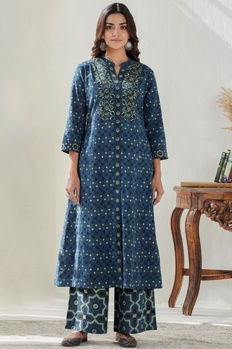 Ajrak Hand Block Printed A-Line Cotton Kurta