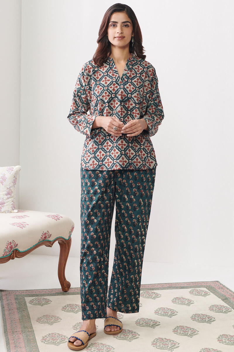 Bagru Hand Block Printed Cotton Loungewear Set