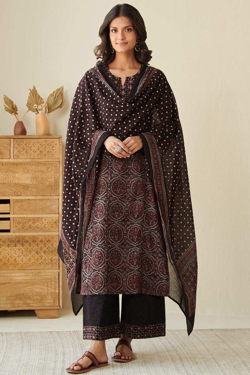 Ajrak Hand Block Printed Straight Cotton Kurta