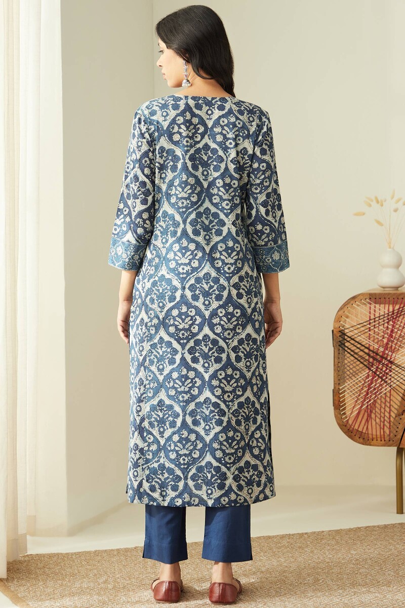 Bagru Hand Block-Printed Straight Cotton Kurta