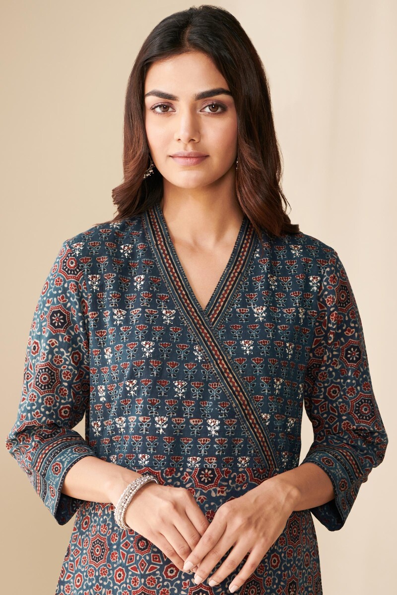 Ajrak Hand Block Printed Straight Cotton Kurta