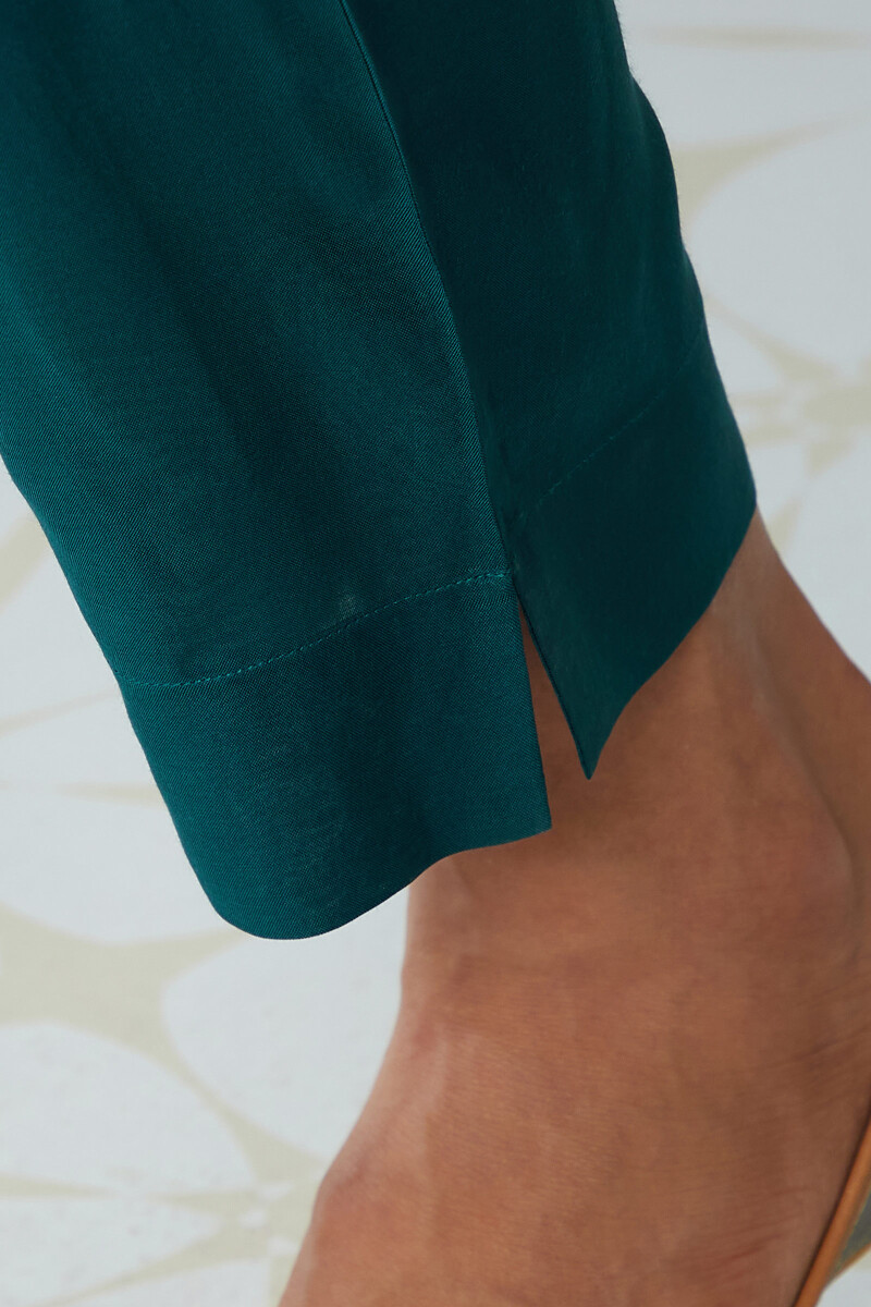 Teal Blue Handcrafted Modal Narrow Pants