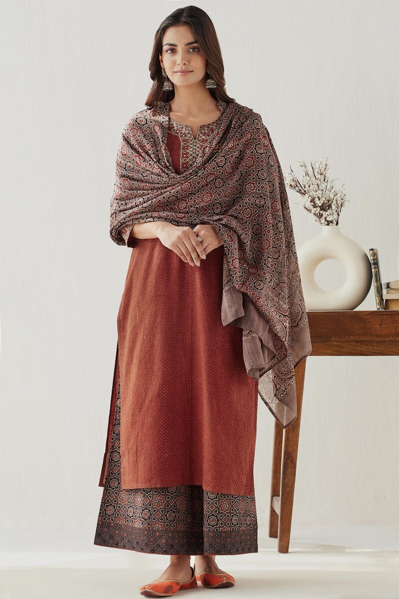 Ajrak Hand Block Printed Straight Cotton Kurta