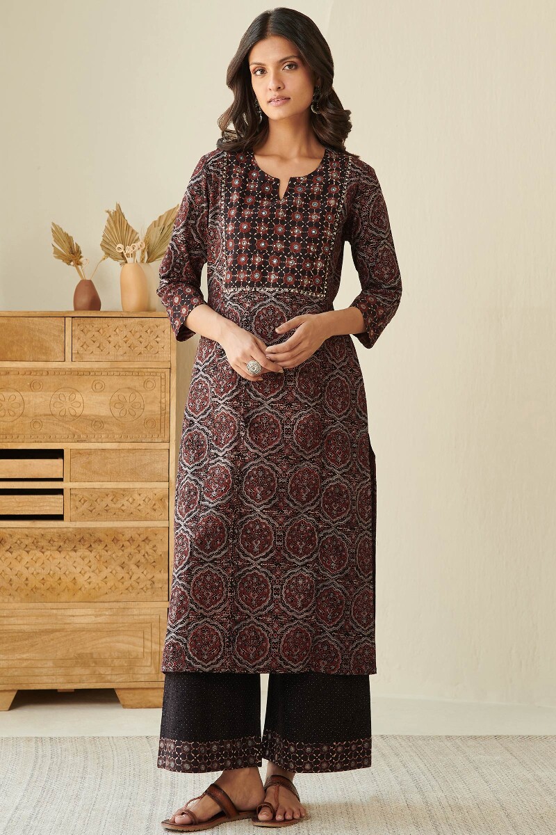 Ajrak Hand Block Printed Straight Cotton Kurta