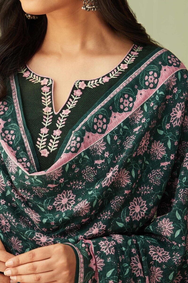 Green Printed Kota Dupatta