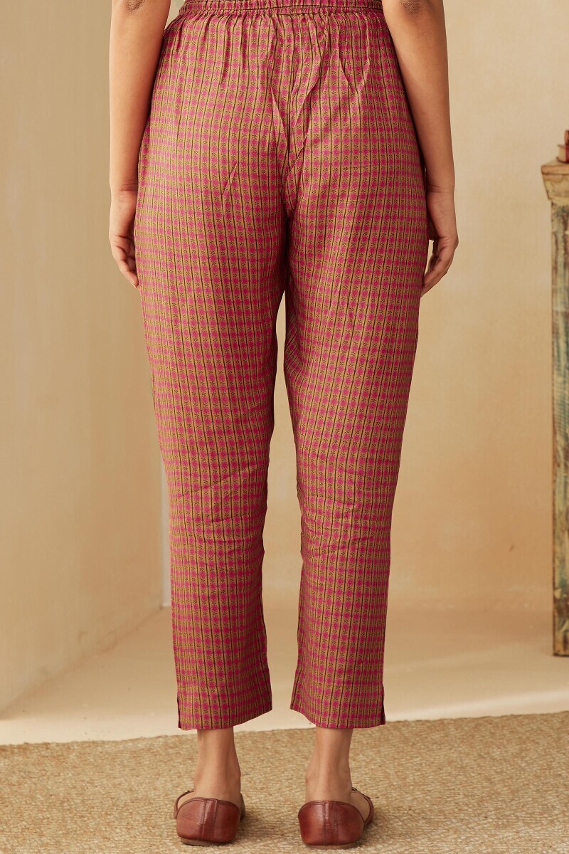 Mustard Printed Viscose Narrow Pants