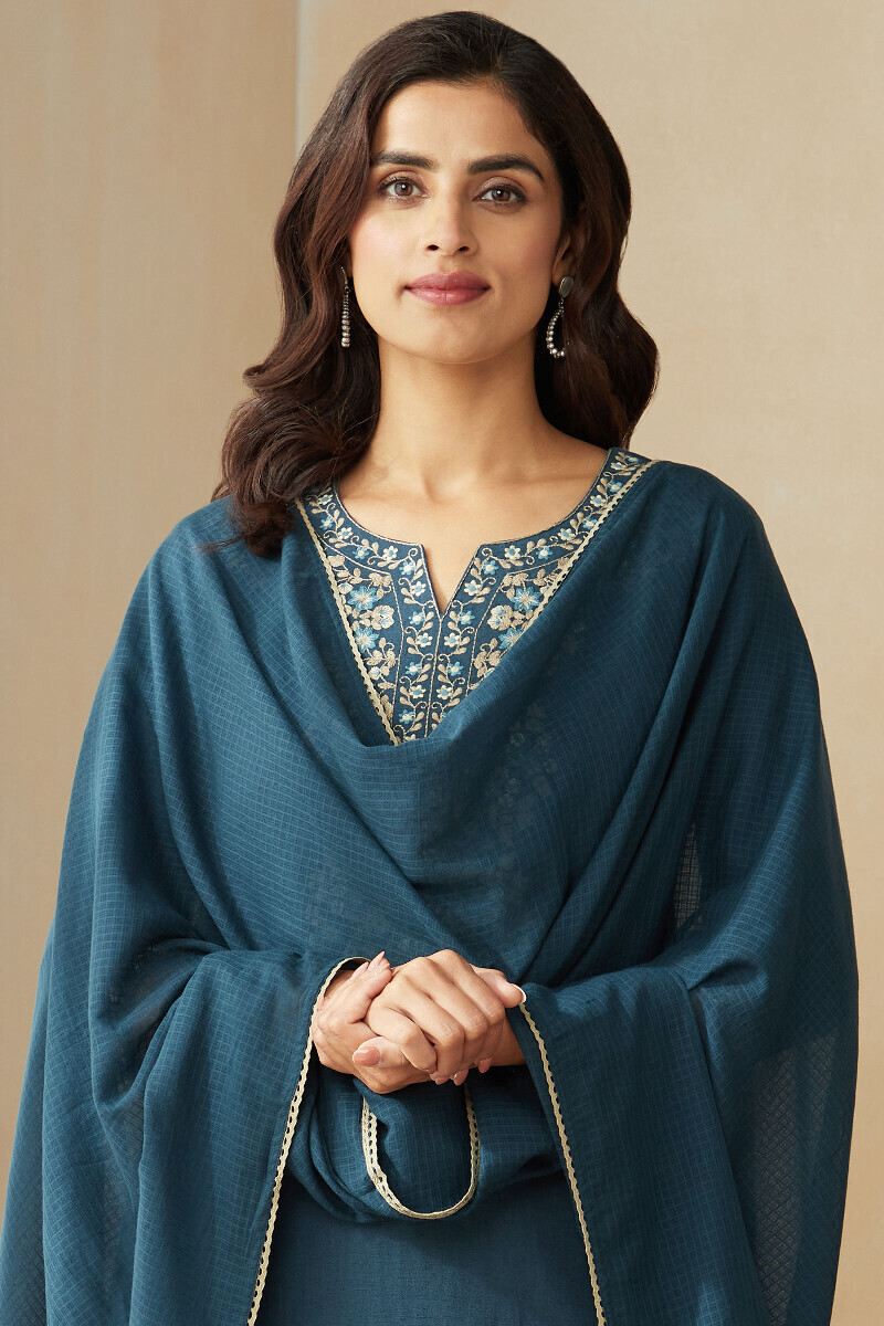 Twilight Blue Handcrafted Kota Dupatta