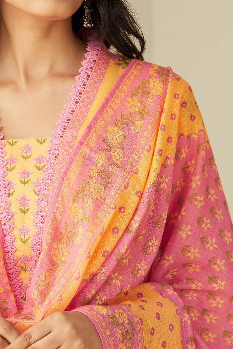 Pink Printed Kota Dupatta