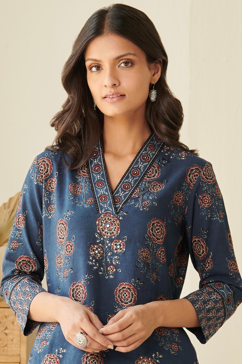 Ajrak Hand Block Printed Straight Cotton Kurta