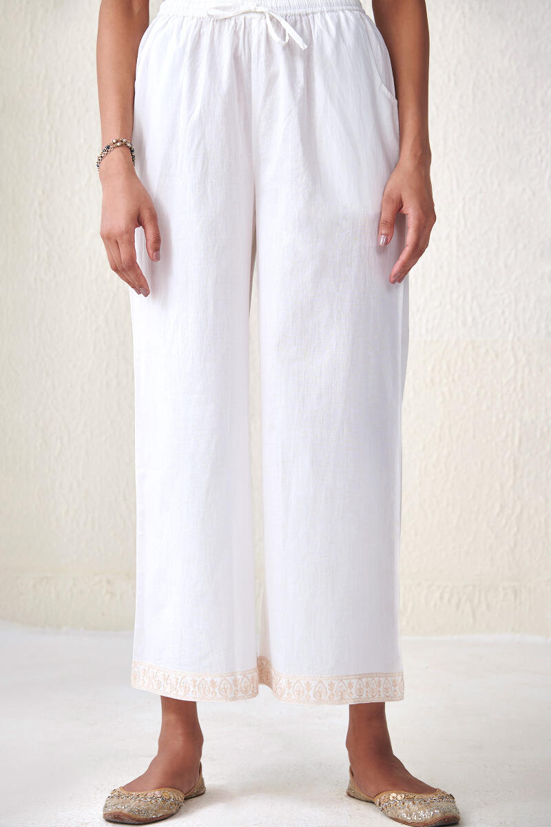 White Handcrafted Cotton Farsi Pants