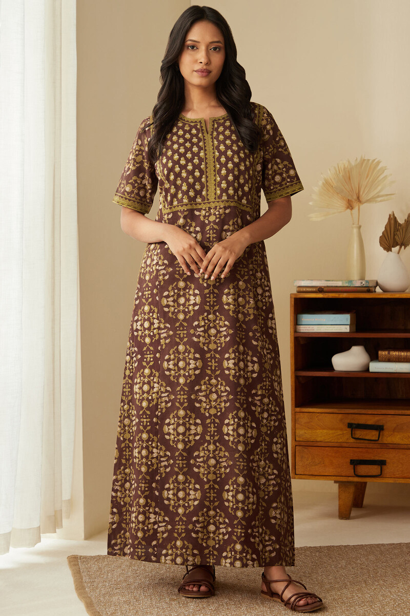 Bagru Hand Block-Printed Cotton Kaftan