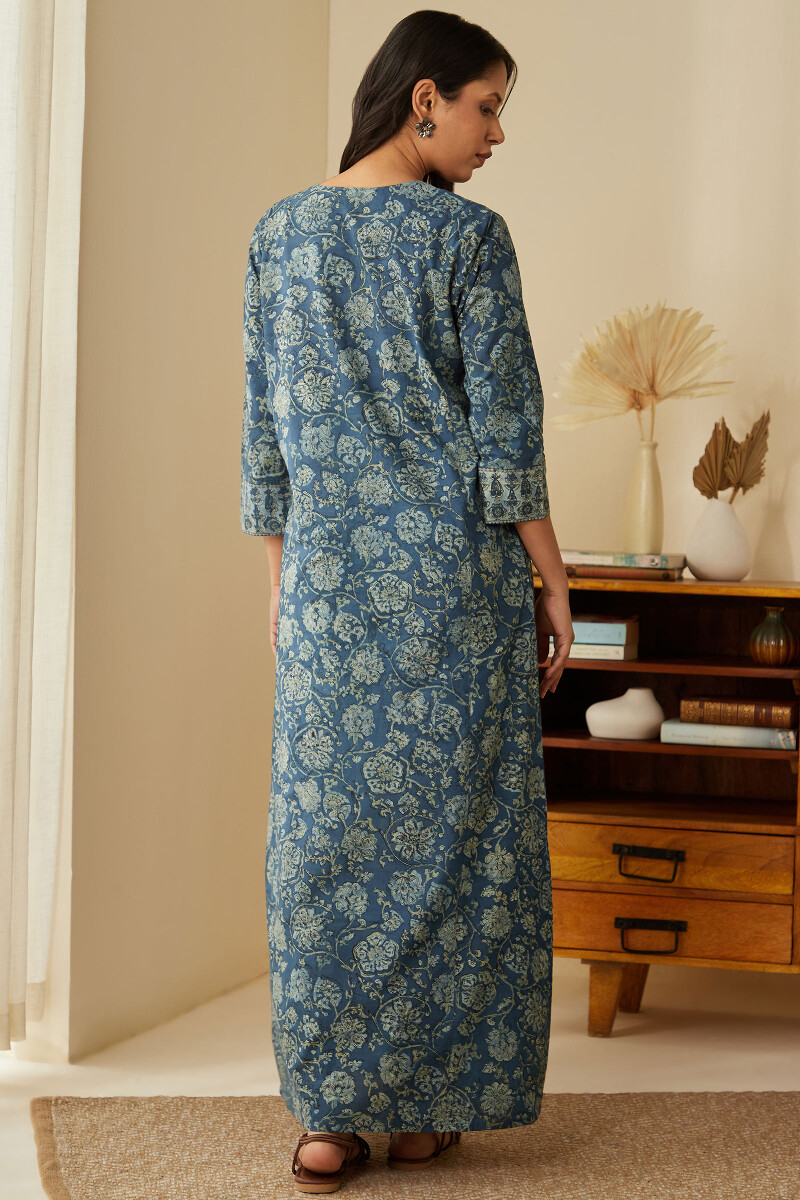 Akola Hand Block-Printed Cotton Kaftan