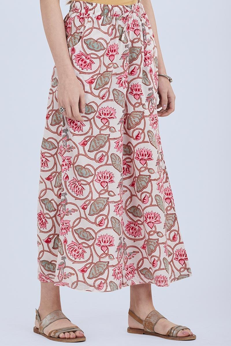 Pink Block Printed Cotton Palazzo