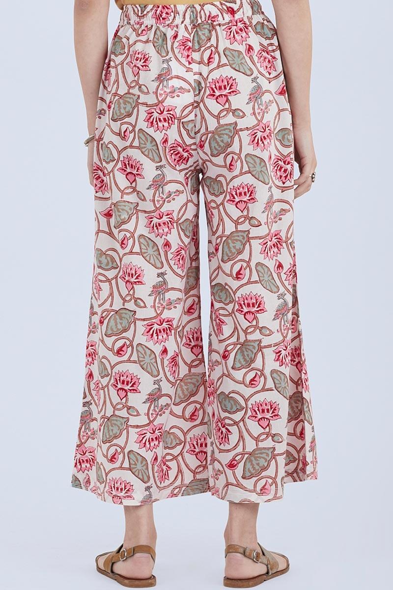 Pink Block Printed Cotton Palazzo