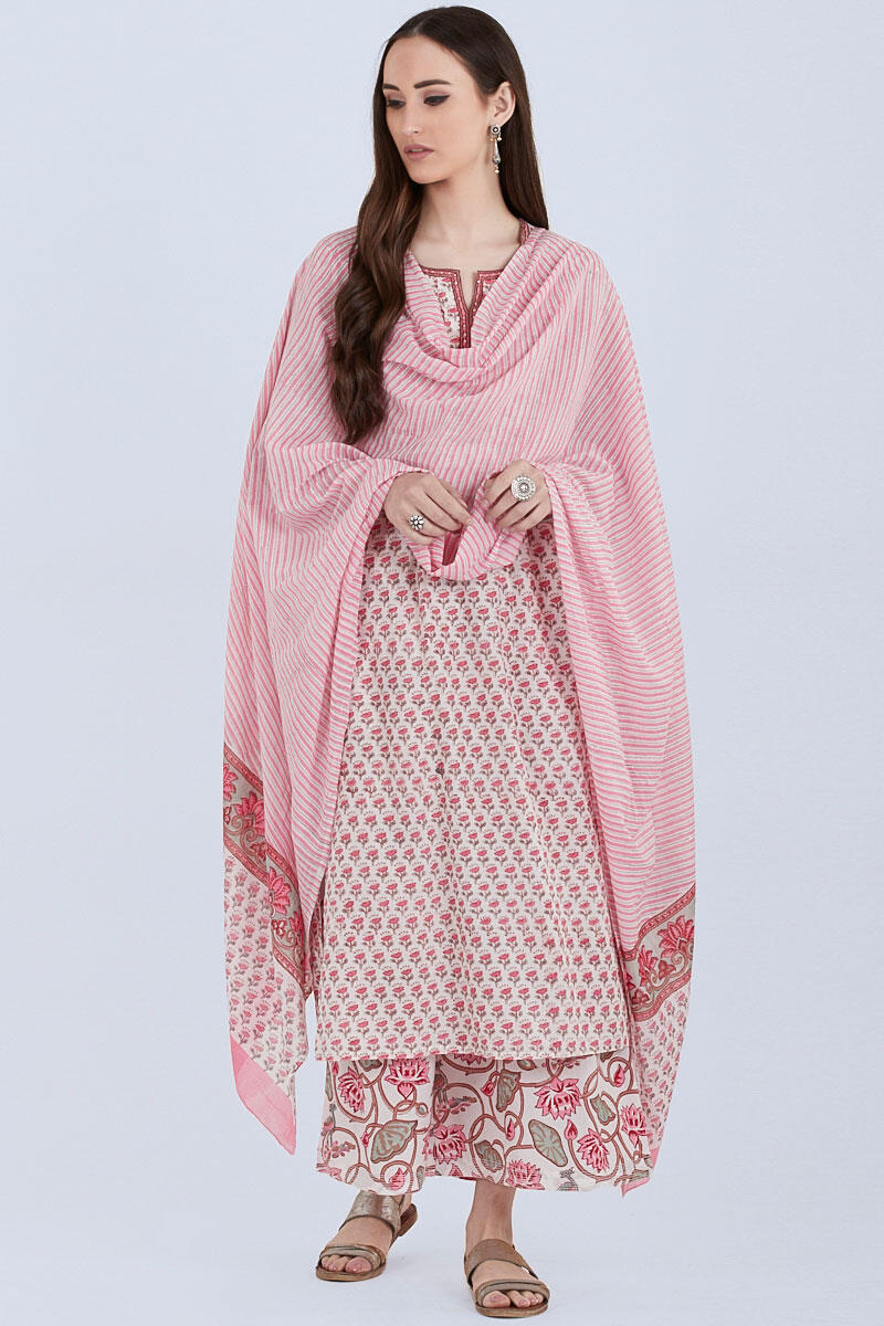 Pink Block Printed Cotton Palazzo