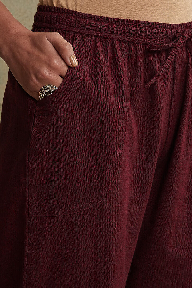 Maroon Handloom Cotton Pants