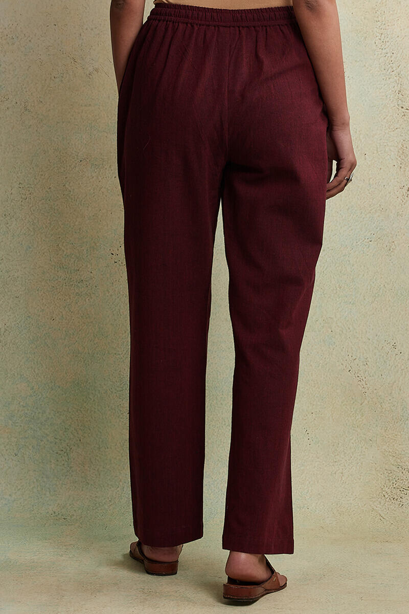 Maroon Handloom Cotton Pants