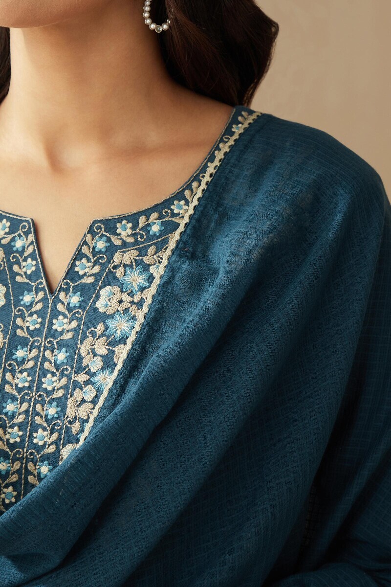 Twilight Blue Handcrafted Kota Dupatta