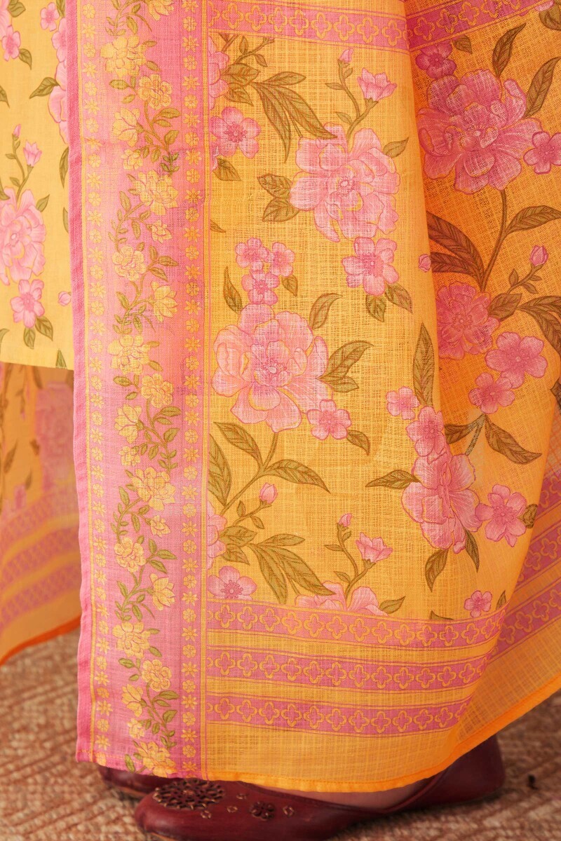 Pink Printed Kota Dupatta