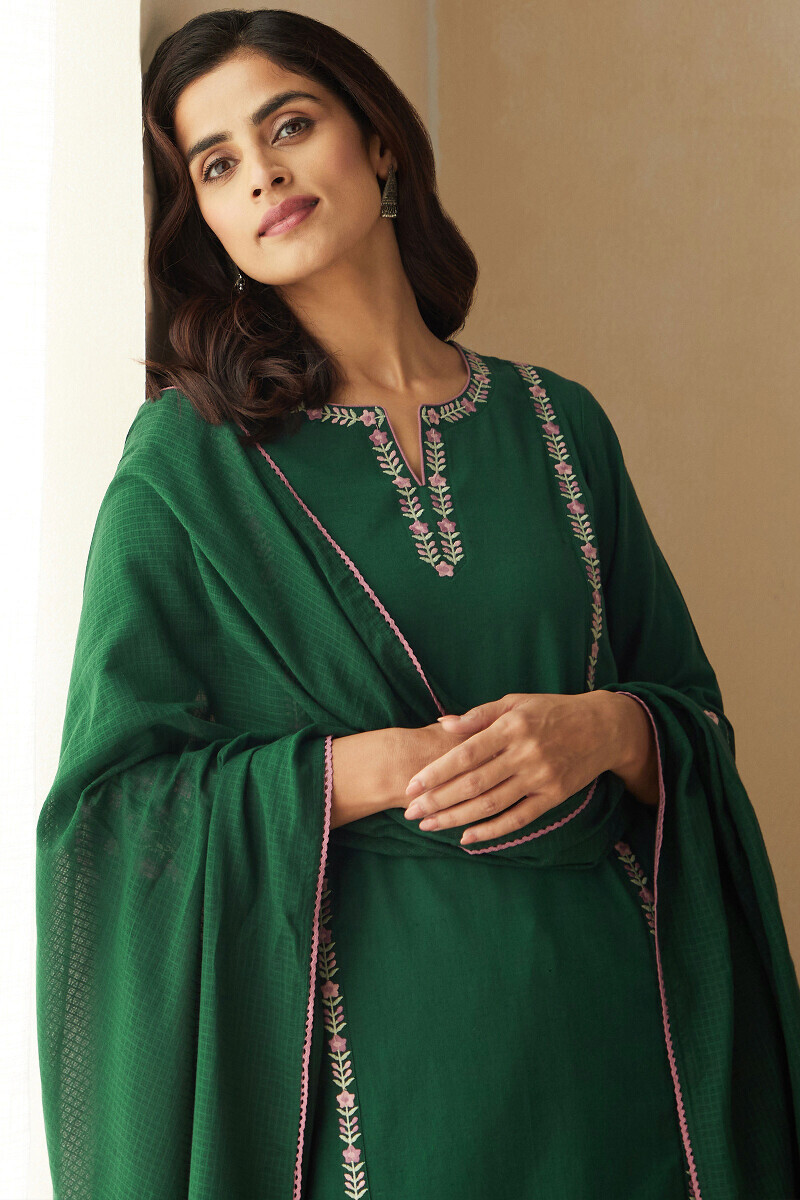 Green Handcrafted Kota Dupatta