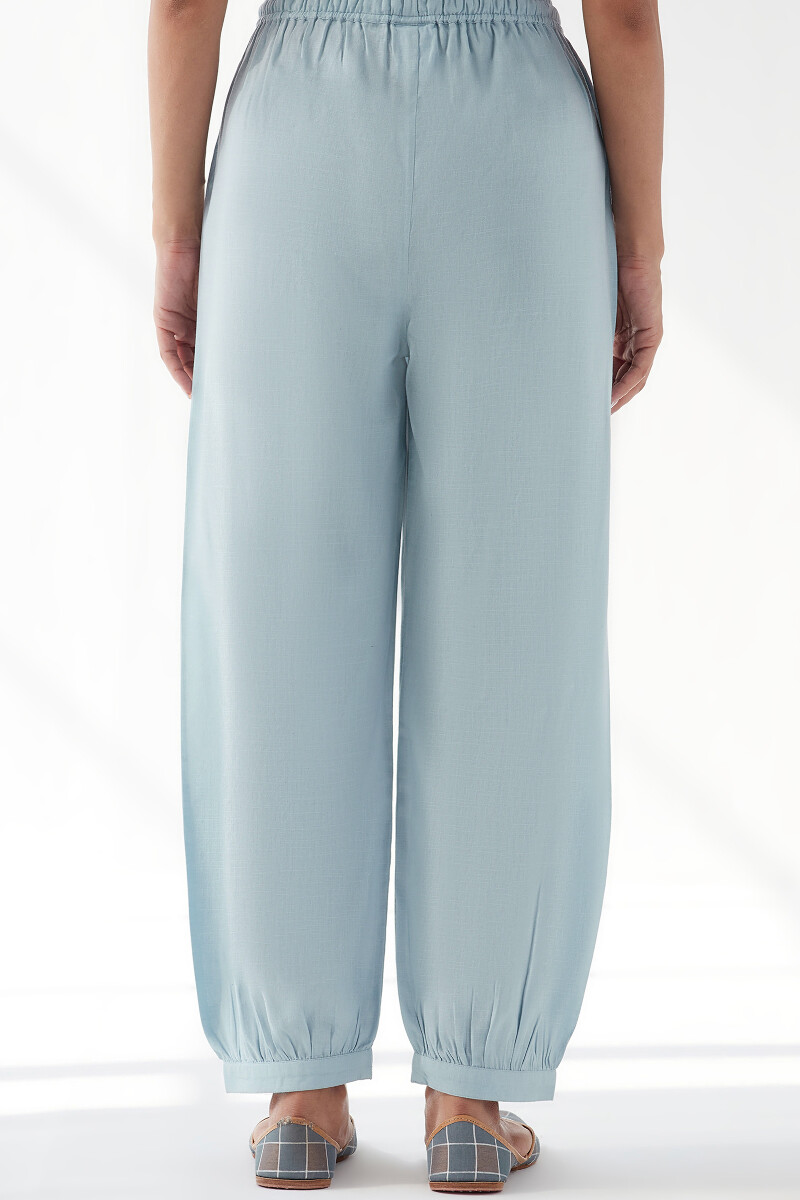 Blue Handcrafted Rayon Slub Izhaar Pants