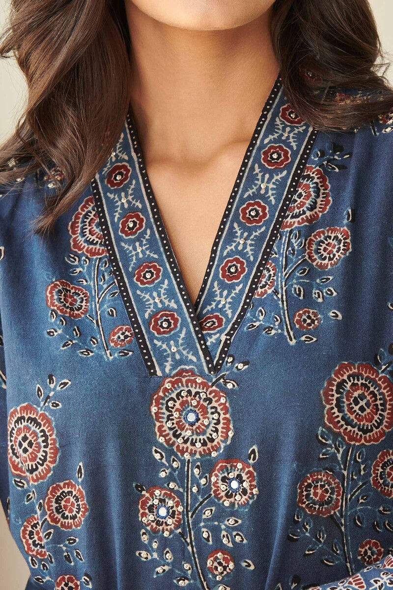 Ajrak Hand Block Printed Straight Cotton Kurta