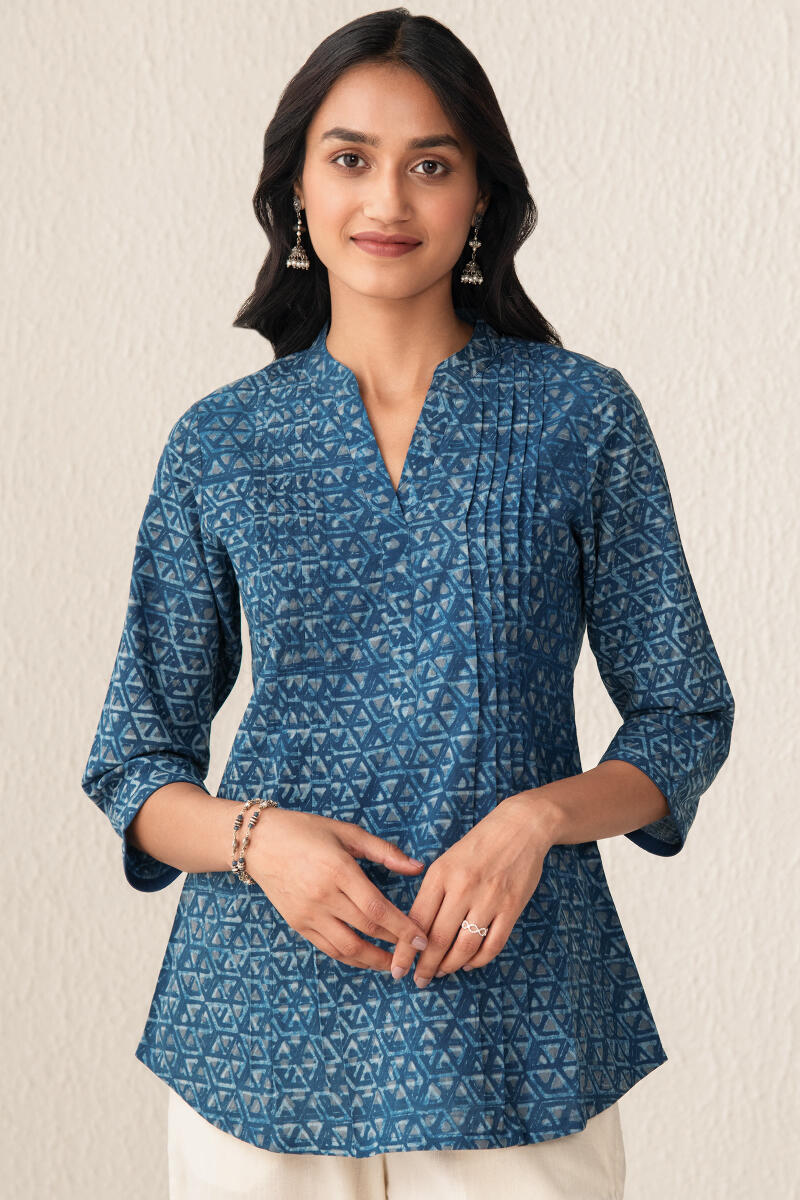 Indigo Hand Block Printed Cotton Top