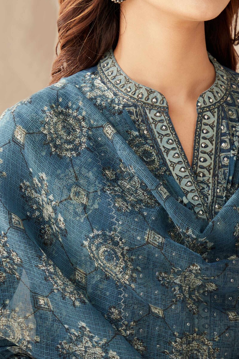 Akola Hand Block-Printed Kota Dupatta