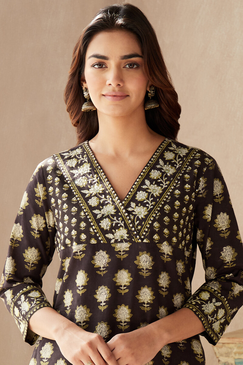 Bagru Hand Block-Printed Straight Cotton Kurta