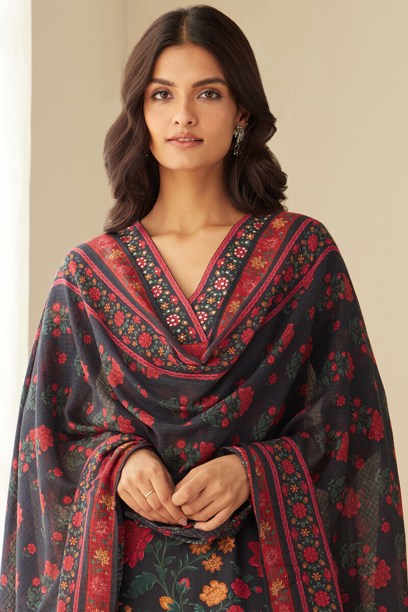 Black Printed Kota Dupatta