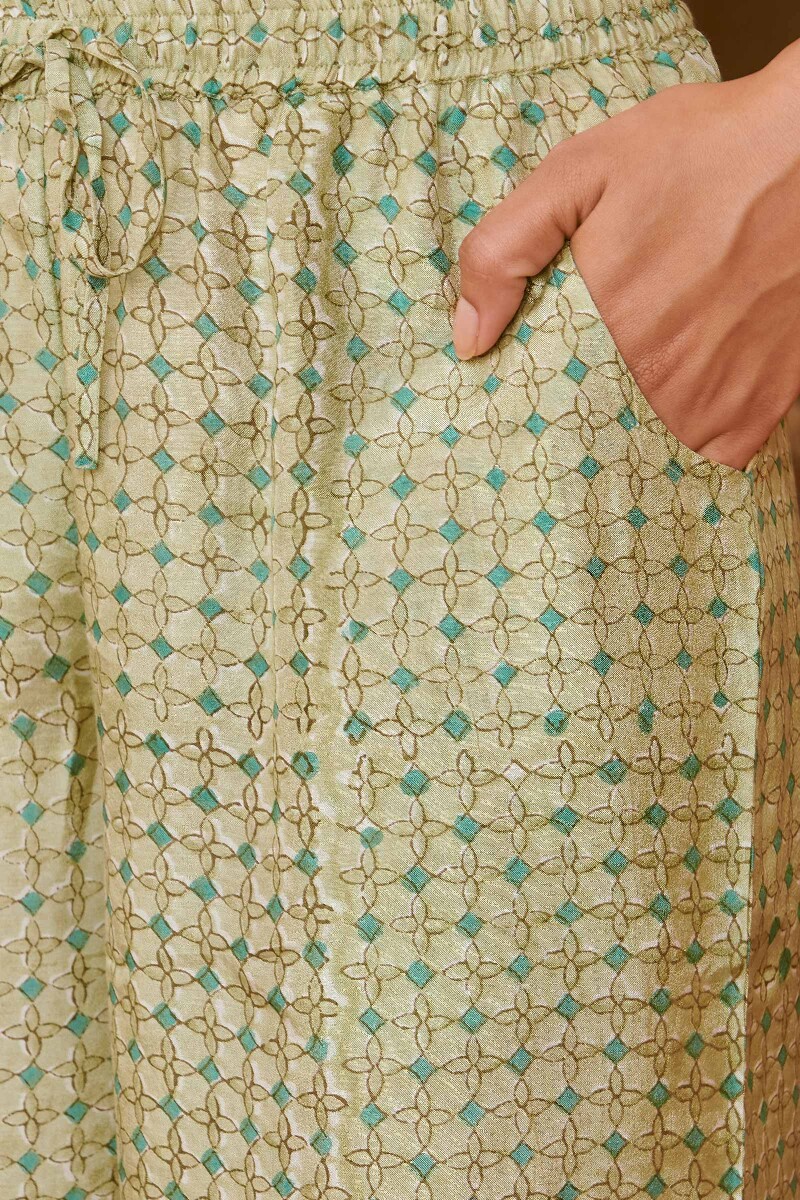 Green Hand Block-Printed Modal Farsi