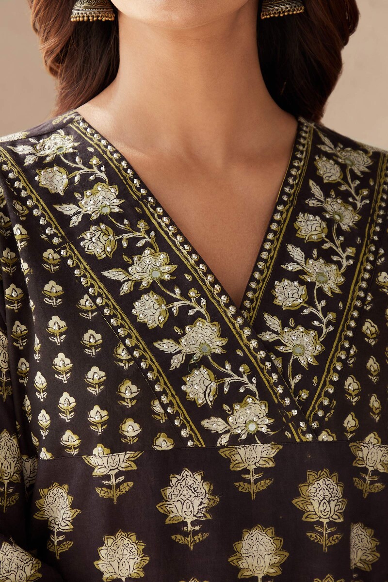 Bagru Hand Block-Printed Straight Cotton Kurta