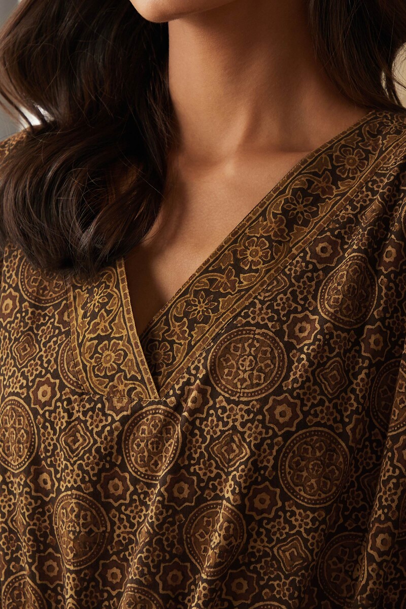 Ajrak Hand Block-Printed Cotton Kaftan